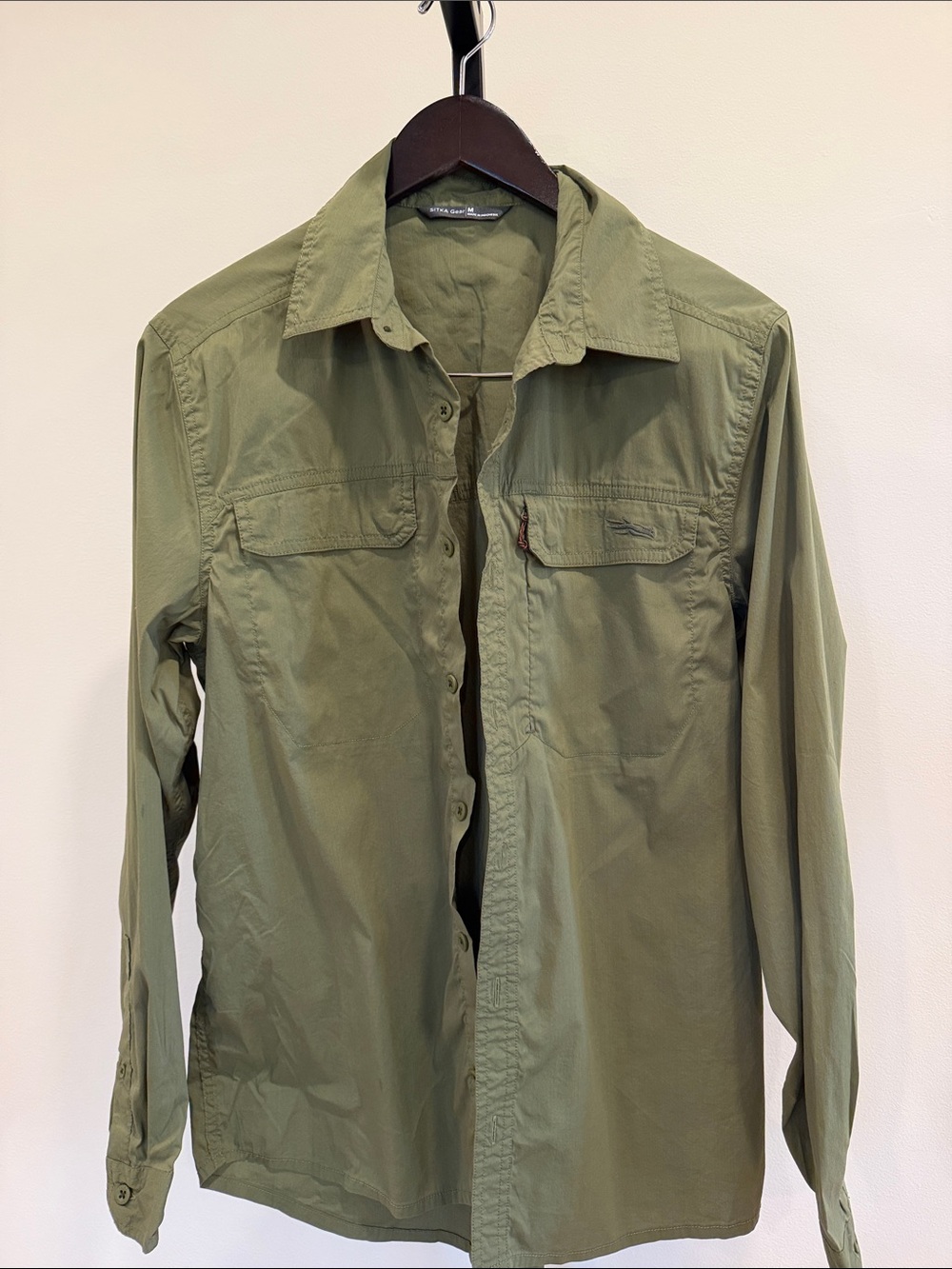 Men's Military-Style Olive Green Field Shirt Jacket